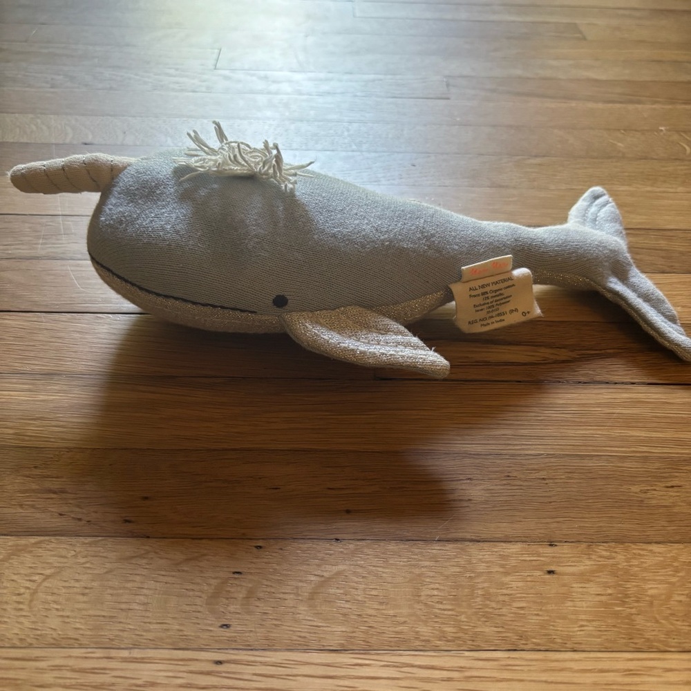 Narwhal Plush Meri Meri Stuffed Animal Toy Organic Silver Ocean Knitted‎ Lovie
